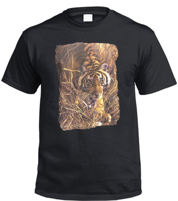 Tall Grass Tiger T-Shirt (Black, Regular and Big Sizes)