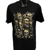 Gold Skulls T-Shirt (Black, Regular and Big Sizes)