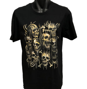 Gold Skulls T-Shirt (Black, Regular and Big Sizes)