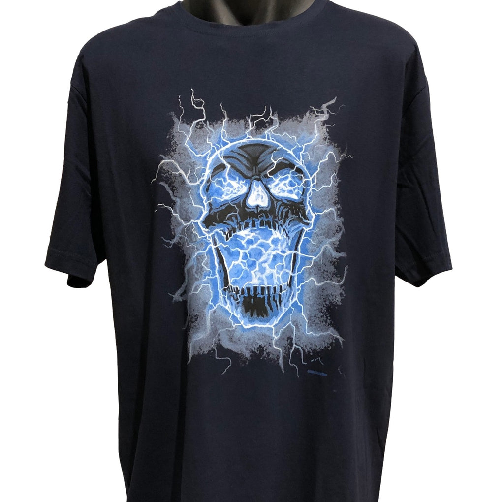 Electric Skull T-Shirt (Navy, Regular and Big Sizes) | BigTees ...