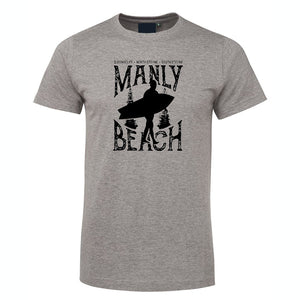 Surf Beaches of Manly T-Shirt (Marle Grey, Regular and Big Sizes)