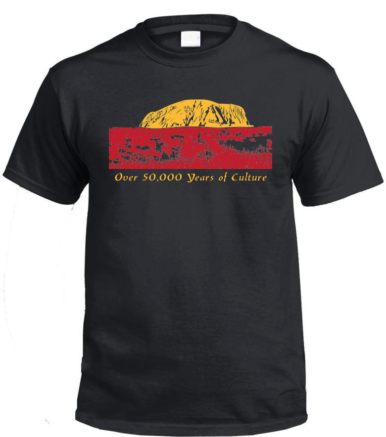Over 50000 Years of Aboriginal Culture T-Shirt (Black, Regular and Big Sizes)