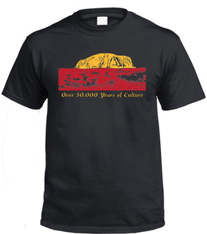 Over 50000 Years of Aboriginal Culture T-Shirt (Black, Regular and Big Sizes)