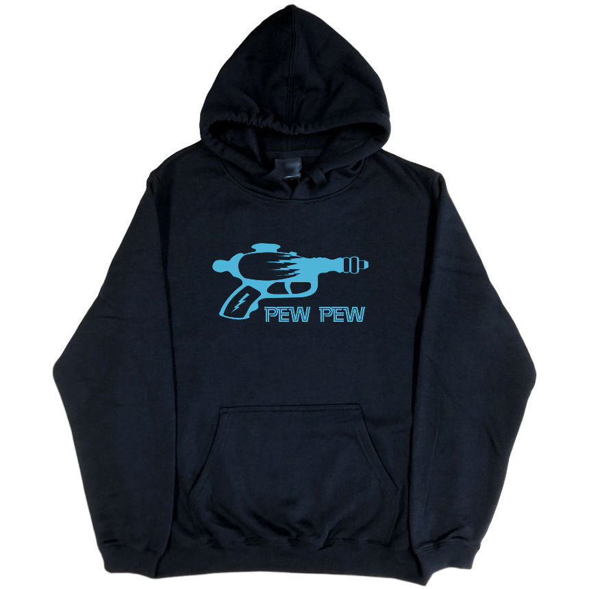 Ray-gun Pew Pew Retro Sci-Fi Hoodie (Black, Regular and Big Sizes)