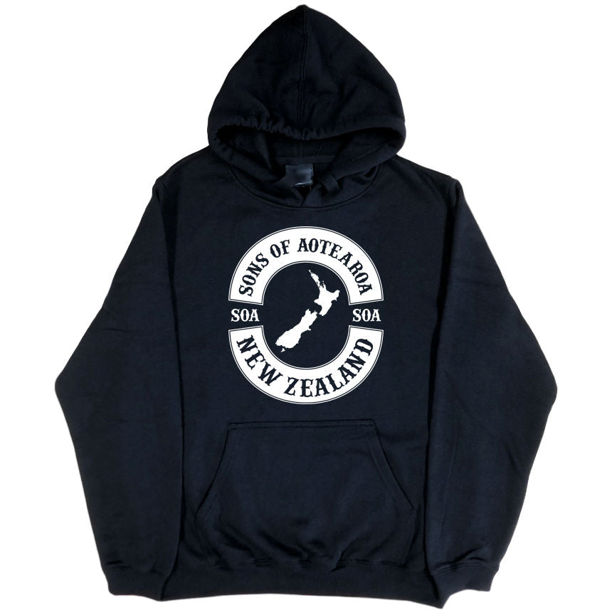Sons of Aotearoa NZ Map Hoodie (Black, Regular and Big Sizes)
