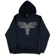 Celtic Owl Hoodie (Black with Metallic Silver Print, Regular and Big Sizes)