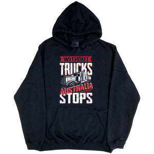 Without Trucks Australia Stops! Hoodie (Black, Regular and Big Sizes)