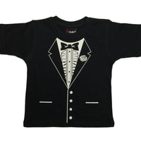 Childrens Bow Tie Style Tuxedo T-Shirt (Black)
