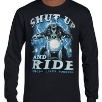 Shut Up and RIDE Biker Longsleeve T-Shirt (Black, Regular and Big Sizes)