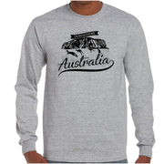 Australia Downunder Longsleeve T-Shirt (Grey, Regular and Big Sizes)