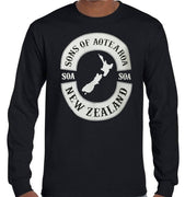 Sons of Aotearoa NZ Map Longsleeve T-Shirt (Black)