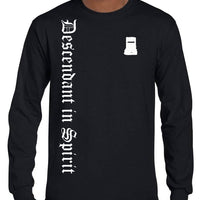 Ned Kelly Descendant in Spirit Olde Text Longsleeve T-Shirt (Black, Regular and Big Sizes)