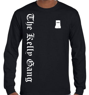 The Kelly Gang Olde Text Longsleeve T-Shirt (Black, Regular and Big Sizes)