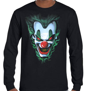 Evil Joker Longsleeve T-Shirt (Black, Regular and Big Sizes)