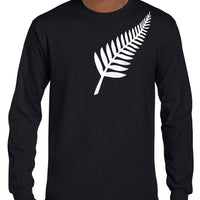 Silver Fern Longsleeve T-Shirt (Black, Regular and Big Mens Sizes)