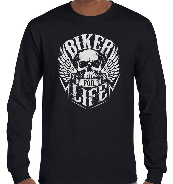 Biker for Life Longsleeve T-Shirt (Black)