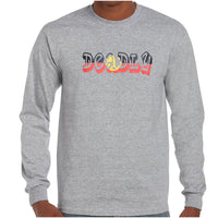 Deadly Aboriginal Flag Longsleeve T-Shirt (Grey, Regular and Big Sizes)