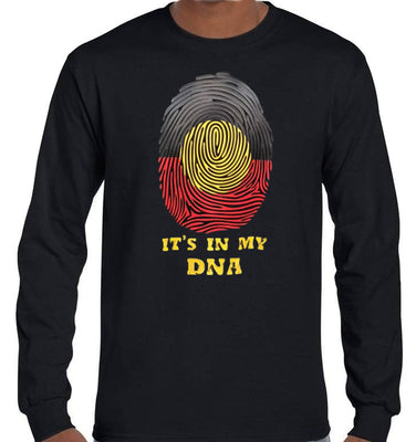 Aboriginal Flag In My DNA Longsleeve T-Shirt (Black)