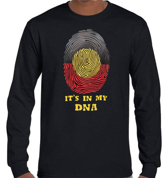 Aboriginal Flag In My DNA Longsleeve T-Shirt (Black, Regular and Big Sizes)