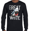 Great White Shark Longsleeve T-Shirt (Black, Regular and Big Sizes)