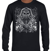 Egyptian Skull Longsleeve T-Shirt (Black, Regular and Big Sizes)