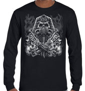 Egyptian Skull Longsleeve T-Shirt (Black, Regular and Big Sizes)