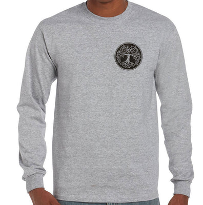 Celtic Tree Long Sleeve T-Shirt (Grey with Black Print)