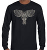 Celtic Owl Longsleeve T-Shirt (Black with Metallic Silver Print)
