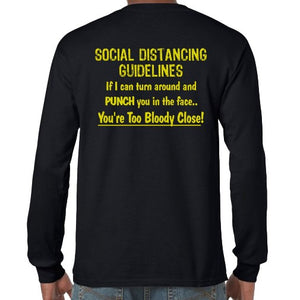 Social Distancing Guidelines Longsleeve T-Shirt (Black, Back Print)
