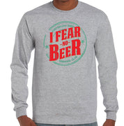 I Fear No Beer Longsleeve T-Shirt (Grey, Regular and Big Sizes)