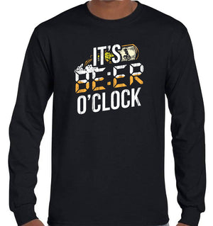 It's Beer O'Clock Longsleeve T-Shirt (Black, Regular and Big Sizes)