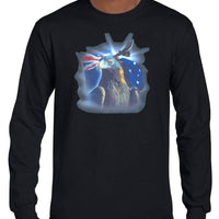 Australian Flag Wedge Tail Eagle Longsleeve T-Shirt (Black)