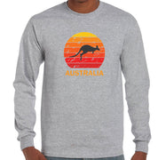 Kangaroo Sunset Australia Longsleeve T-Shirt (Grey, Regular & Big Sizes)