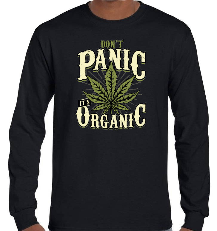 Don't Panic, It's Organic Pot Longsleeve T-Shirt (Black)
