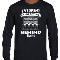 Spent a Lot of Time Behind Bars Pub Longsleeve T-Shirt (Black, Regular and Big Sizes)