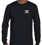 Skull & Crossed Spanners Left Chest Logo Longsleeve T-Shirt (Black & White)