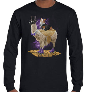 Corgi Express Longsleeve Llama T-Shirt (Black, Regular and Big Sizes)