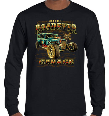 Classic Roadster Garage Longsleeve T-Shirt (Black)