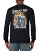 Hawg Rider Motorcycle Longsleeve T-Shirt (Black, Back Print)