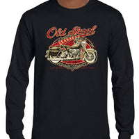 Old Skool Gearhead Motorcycle Longsleeve T-Shirt (Black)
