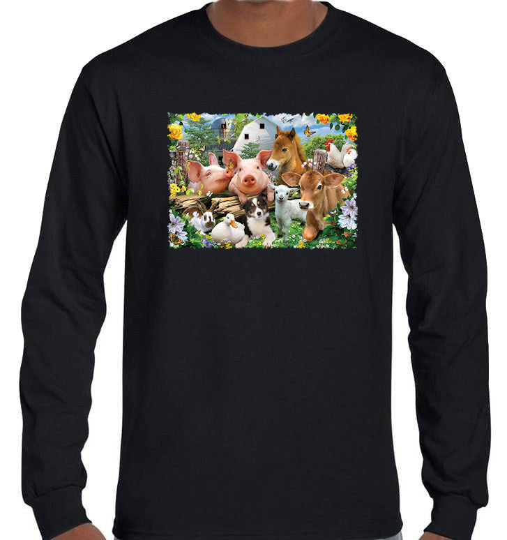 Farm Friends Longsleeve T-Shirt (Black, Regular and Big Sizes)