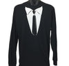 Formal Black Tie Long Sleeve T-Shirt (Regular and Big Mens Sizes)