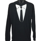 Formal Black Tie Long Sleeve T-Shirt (Regular and Big Mens Sizes)