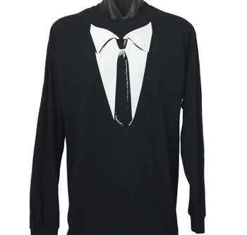 Discounted - Black Tie Formal Longsleeve T-Shirt (Black) - Size Medium