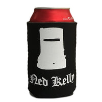 Ned Kelly Text & Helmet Stubby Holder (Black)
