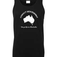 Australian Convict Descendant Mens Singlet (Black, White Print)