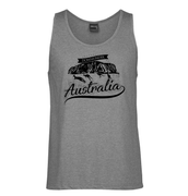 Australia Downunder Uluru Mens Singlet (Grey, Big Sizes)