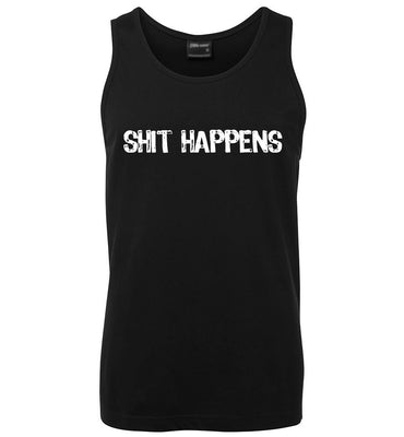 Shit Happens Mens Singlet (Black - Regular & Big Mens Sizes up to 6XL)