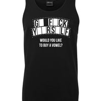 Rude Buy a Vowel Mens Singlet (Black)