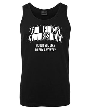 Rude Buy a Vowel Mens Singlet (Black)